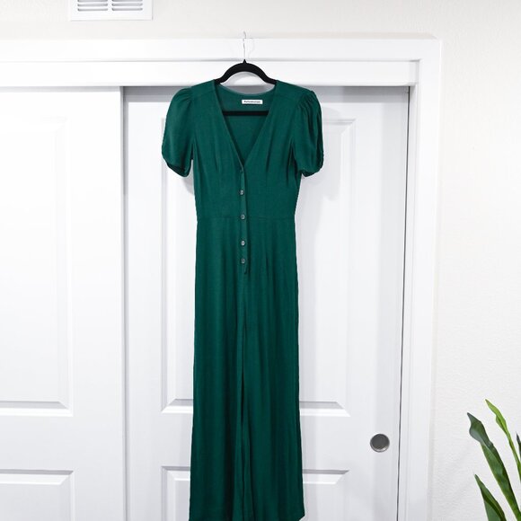 Reformation Size 0 Alice Jumpsuit Button Front Green - Picture 9 of 9